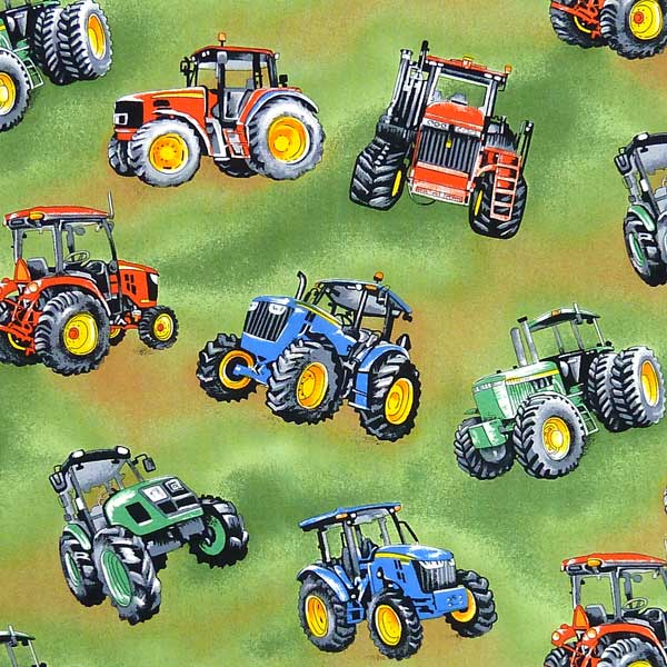 NUTEX-TRACTOR-TIME GREEN BACKGROUND TRACTOR FABRIC